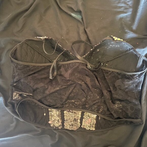 Upcycled Corset Shapewear Punk Goth BDSM Sparkly Rhinestones Handmade - Picture 3 of 5